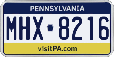 PA license plate MHX8216