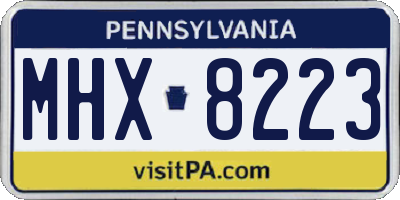 PA license plate MHX8223