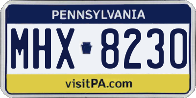 PA license plate MHX8230