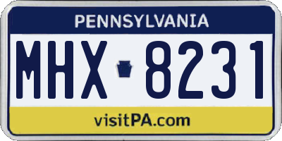 PA license plate MHX8231