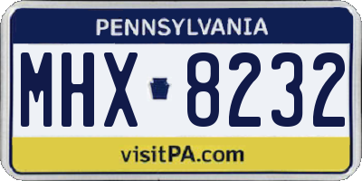 PA license plate MHX8232