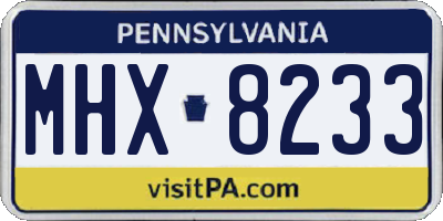 PA license plate MHX8233