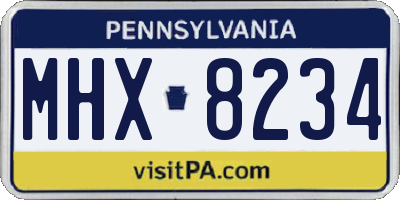PA license plate MHX8234