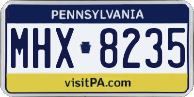 PA license plate MHX8235