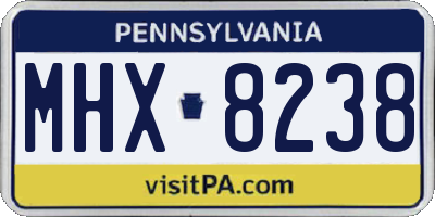 PA license plate MHX8238