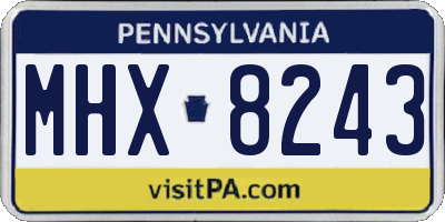 PA license plate MHX8243