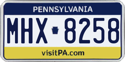 PA license plate MHX8258