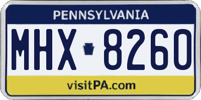 PA license plate MHX8260