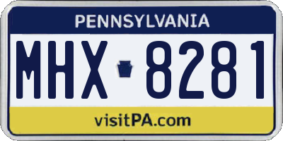 PA license plate MHX8281