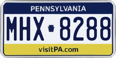PA license plate MHX8288