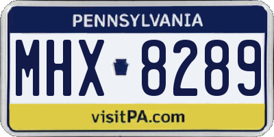 PA license plate MHX8289