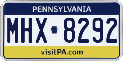 PA license plate MHX8292