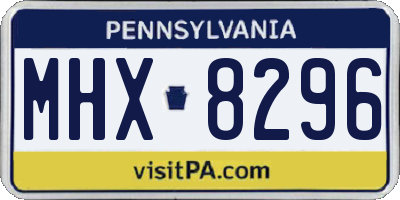 PA license plate MHX8296