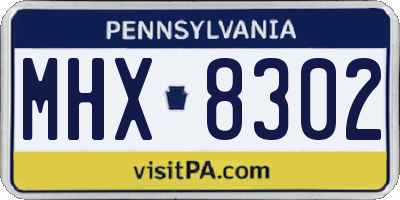PA license plate MHX8302