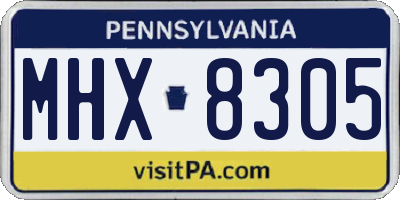 PA license plate MHX8305