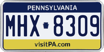 PA license plate MHX8309
