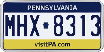 PA license plate MHX8313