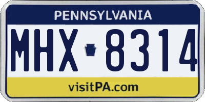 PA license plate MHX8314