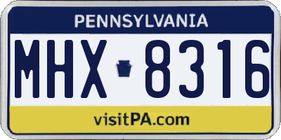 PA license plate MHX8316