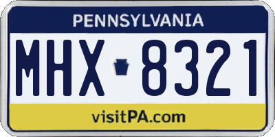 PA license plate MHX8321