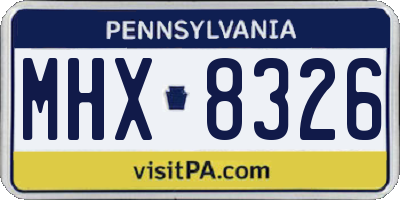 PA license plate MHX8326