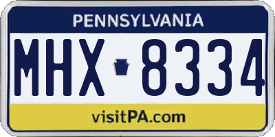 PA license plate MHX8334