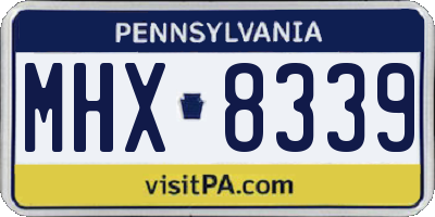 PA license plate MHX8339