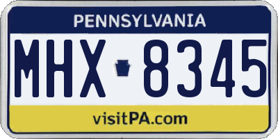 PA license plate MHX8345