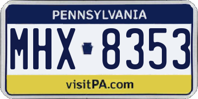 PA license plate MHX8353