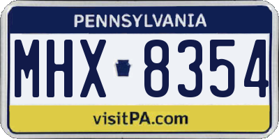 PA license plate MHX8354
