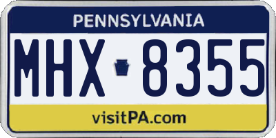 PA license plate MHX8355