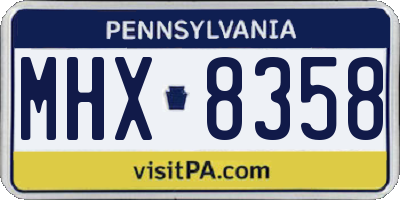 PA license plate MHX8358