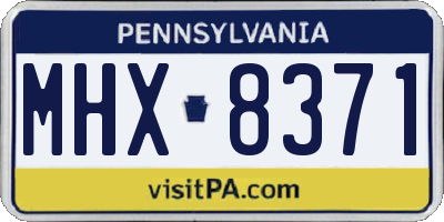 PA license plate MHX8371