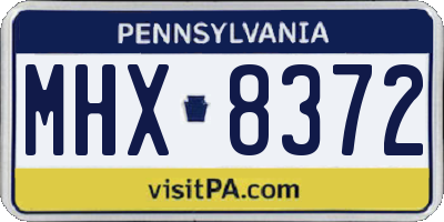 PA license plate MHX8372