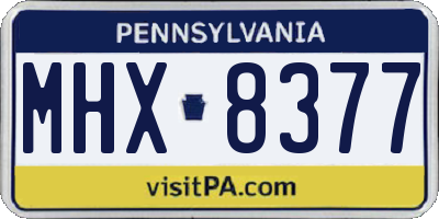 PA license plate MHX8377