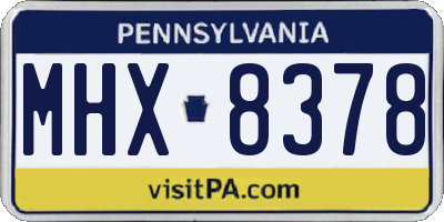 PA license plate MHX8378