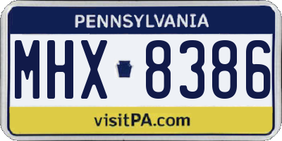PA license plate MHX8386