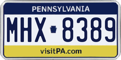 PA license plate MHX8389