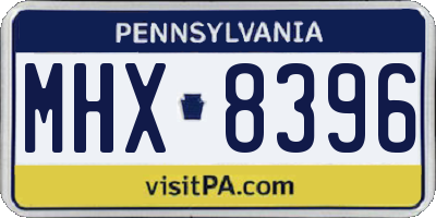 PA license plate MHX8396
