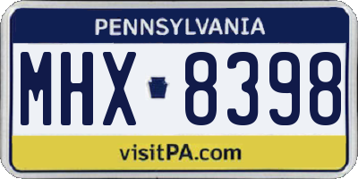 PA license plate MHX8398