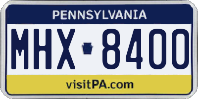 PA license plate MHX8400