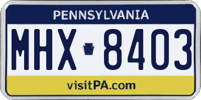 PA license plate MHX8403