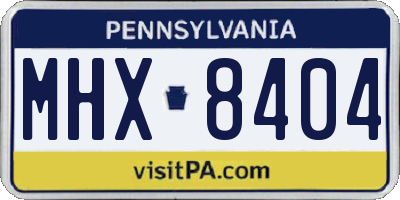 PA license plate MHX8404