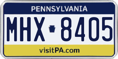 PA license plate MHX8405