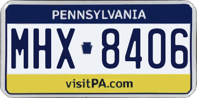PA license plate MHX8406