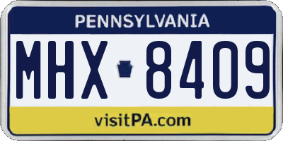PA license plate MHX8409
