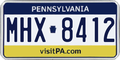 PA license plate MHX8412