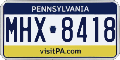 PA license plate MHX8418