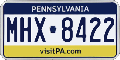 PA license plate MHX8422