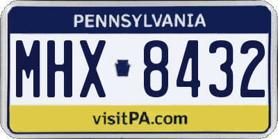 PA license plate MHX8432